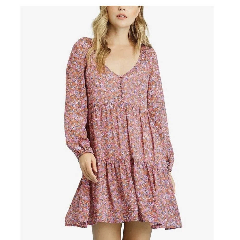 Sanctuary Women Floral Pink 'New Crush' Babydoll Dress Cottagecore Peasant Boho